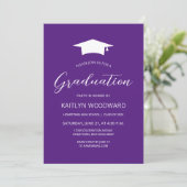 Invitation casquette blanc violet 2025 Parti de graduation mo (Debout devant)