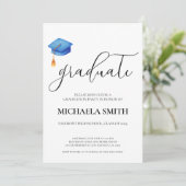 Invitation Casquette bleu moderne Lycée photo fête de graduat (Debout devant)