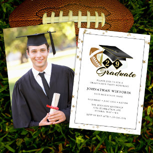 Invitation Casquette Classic Black Gold Football Photo