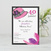 Invitation Casquette classique chic avec plumes (Debout devant)