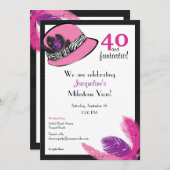 Invitation Casquette classique chic avec plumes (Devant / Derrière)