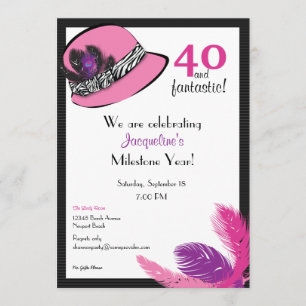 Invitation Casquette classique chic avec plumes