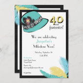 Invitation Casquette classique chic avec plumes (Devant / Derrière)