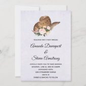 Invitation Casquette Cowboy Brown avec Mariage Fleurs roses (Devant)
