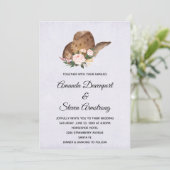Invitation Casquette Cowboy Brown avec Mariage Fleurs roses (Debout devant)