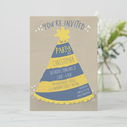 Invitation Casquette d'anniversaire (Debout devant)