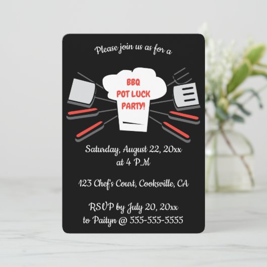 Invitation Casquette de barbecue Chefs modifiables (Debout devant)