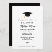 Invitation Casquette de classe noire simple (Devant / Derrière)