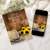 Invitation Casquette de cowboy, Mariage campagnard en bois de