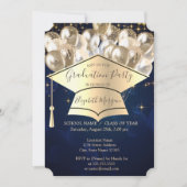 Invitation Casquette de fin d'études, Ballons d'étoiles, Bleu (Devant)