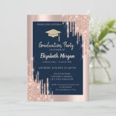 Invitation Casquette de grade, Rose Gold Drives, Marine Blue (Debout devant)