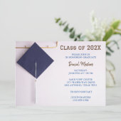 Invitation Casquette de graduation bleu Brown/Marine (Debout devant)