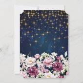 Invitation Casquette de graduation dorée, étoiles, fleurs Ble (Dos)