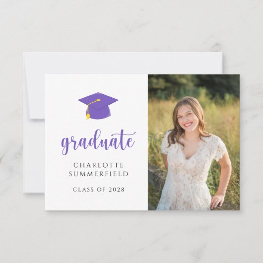 Invitation Casquette de graduation en or mauve simple Tassel (Devant)