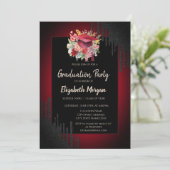 Invitation Casquette de graduation florale, Lecteurs noirs ro (Debout devant)