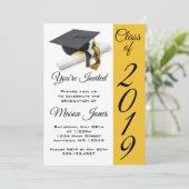 Invitation Casquette de graduation Jaune Noir et Or et Tassel (Debout devant)