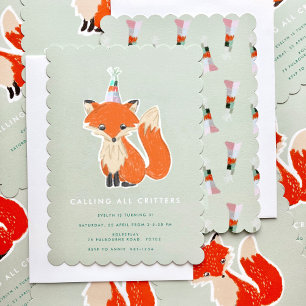 Invitation Casquette de la fête Cute Fox Woodland Anniversair