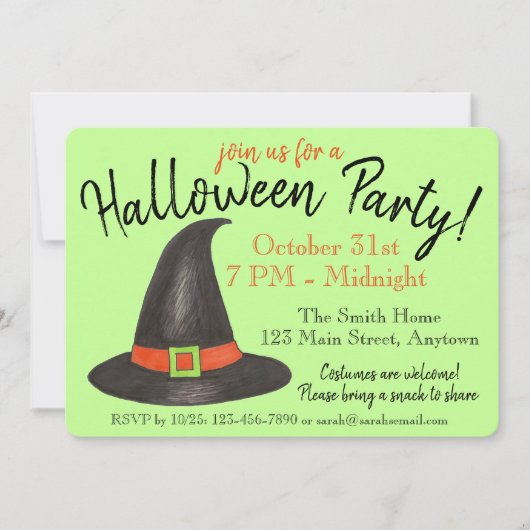 Invitation Casquette de la fête d'Halloween Orange Citrouille (Devant)