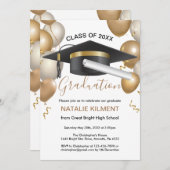 Invitation Casquette de la partie noire et d'or (Devant / Derrière)