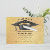 Invitation Casquette de la partie noire et d'or (Debout devant)