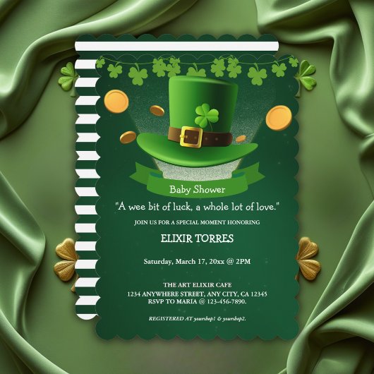 Invitation Casquette de la Saint-Patrick Shamrock Baby shower