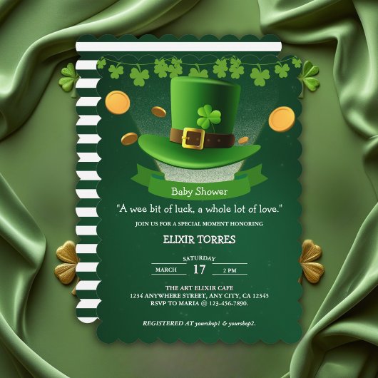 Invitation Casquette de la Saint-Patrick Shamrock Baby shower