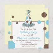 Invitation Casquette de la soirée Polka Dot Blue & Brown (Devant / Derrière)