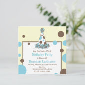 Invitation Casquette de la soirée Polka Dot Blue & Brown (Debout devant)