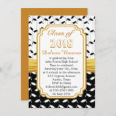 Invitation Casquette de mortier noir blanc (Devant / Derrière)