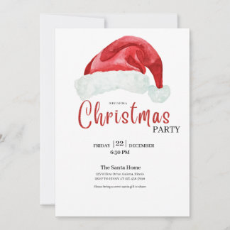 Invitation Casquette de Noël rouge Élégante fête de Noël