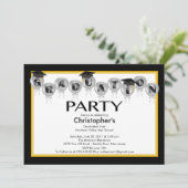 Invitation Casquette de noir d'invitation de fête de remise (Debout devant)