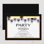 Invitation Casquette de noir d'invitation de fête de remise (Devant / Derrière)