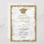 Invitation Casquette de Parties scintillant d'or Marbre Photo (Devant)