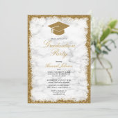 Invitation Casquette de Parties scintillant d'or Marbre Photo (Debout devant)