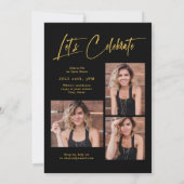 Invitation Casquette de remise de diplôme moderne Script 4 Ph (Dos)