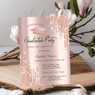 Invitation Casquette de remise de diplôme Rose Gold avec gout