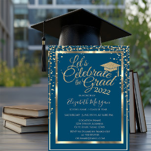 Invitation Casquette de remise des diplômes en or Diamants Re