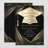 Invitation Casquette de remise des diplômes en or Élégante re (Devant / Derrière)