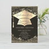 Invitation Casquette de remise des diplômes en or, rayures de (Debout devant)