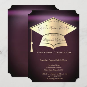 Invitation Casquette de remise des diplômes en or, remise des