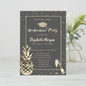 Invitation Casquette de remise des diplômes pailletée, Confet (Debout devant)