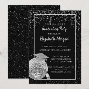 Invitation Casquette de remise des diplômes paillettes argent