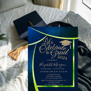 Invitation Casquette de remise des diplômes paillettes Navy B