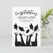 Invitation Casquette de script moderne Toss White Graduation (Debout devant)