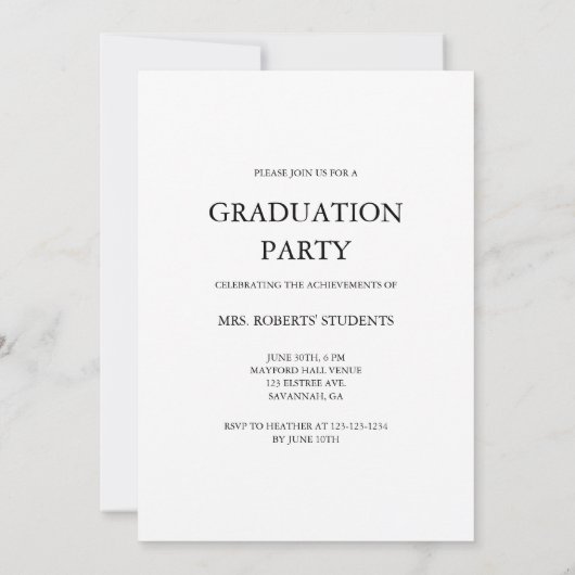 Invitation Casquette de script moderne Toss White Graduation (Dos)