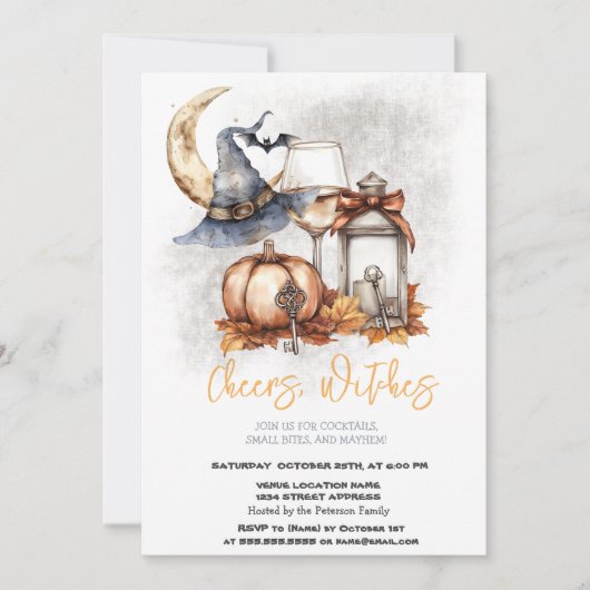 Invitation Casquette de sorcière Citrouille Bow Lanterne en v (Devant)