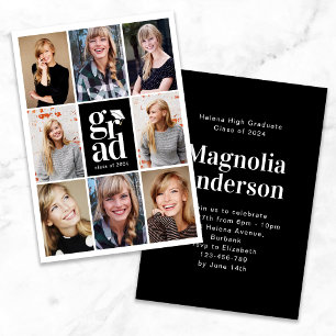 Invitation Casquette de typographie Grille photo Graduation
