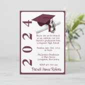 Invitation Casquette & Diplôme 5x7 Maroon & White Graduation (Debout devant)