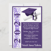 Invitation Casquette & Diplôme 5x7 Purple & Blanc Graduation (Devant)