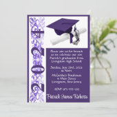 Invitation Casquette & Diplôme 5x7 Purple & Blanc Graduation (Debout devant)